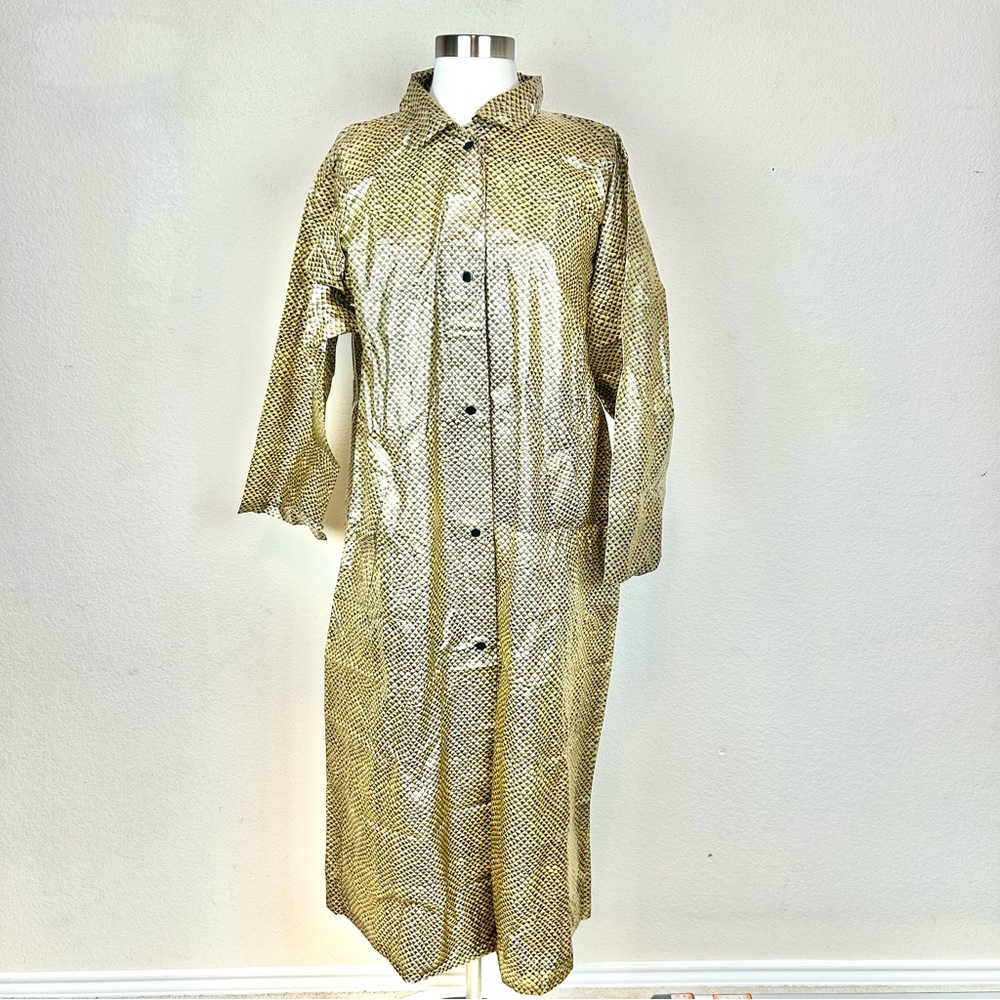 Bloomingdales Gold & Black Design Snap Button Rain Coat